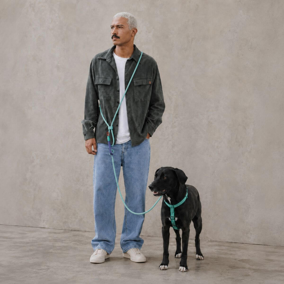 Zee.Dog Velvet Vibes Hands Free Rope Leash | Vert