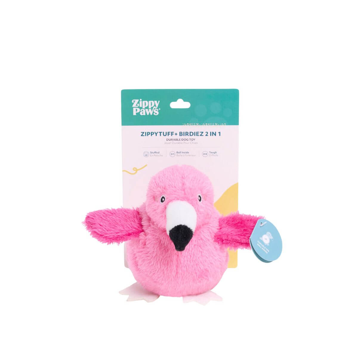 ZippyPaws Tuff Birdiez Flamingo against a white background