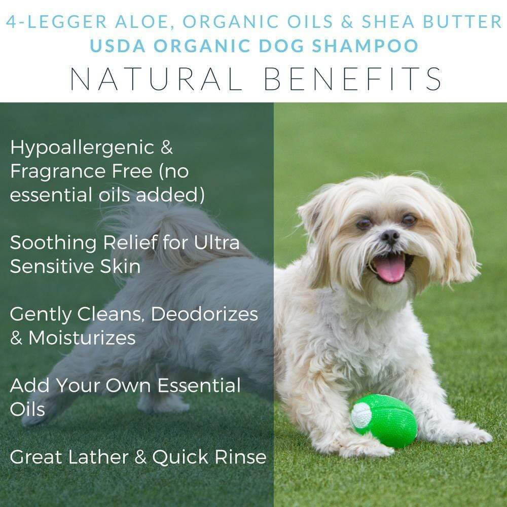 4-Legger USDA Certified Organic Hypoallergenic Shampoo | Unscented - Vanillapup Online Pet Store