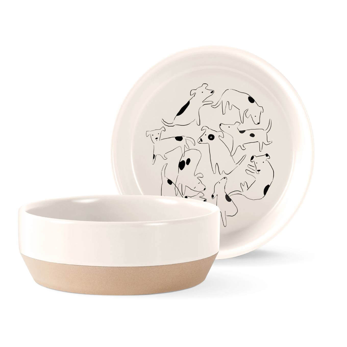 Fringe Studio Nosey Dog Spot Stoneware Bowl - Vanillapup Online Pet Store