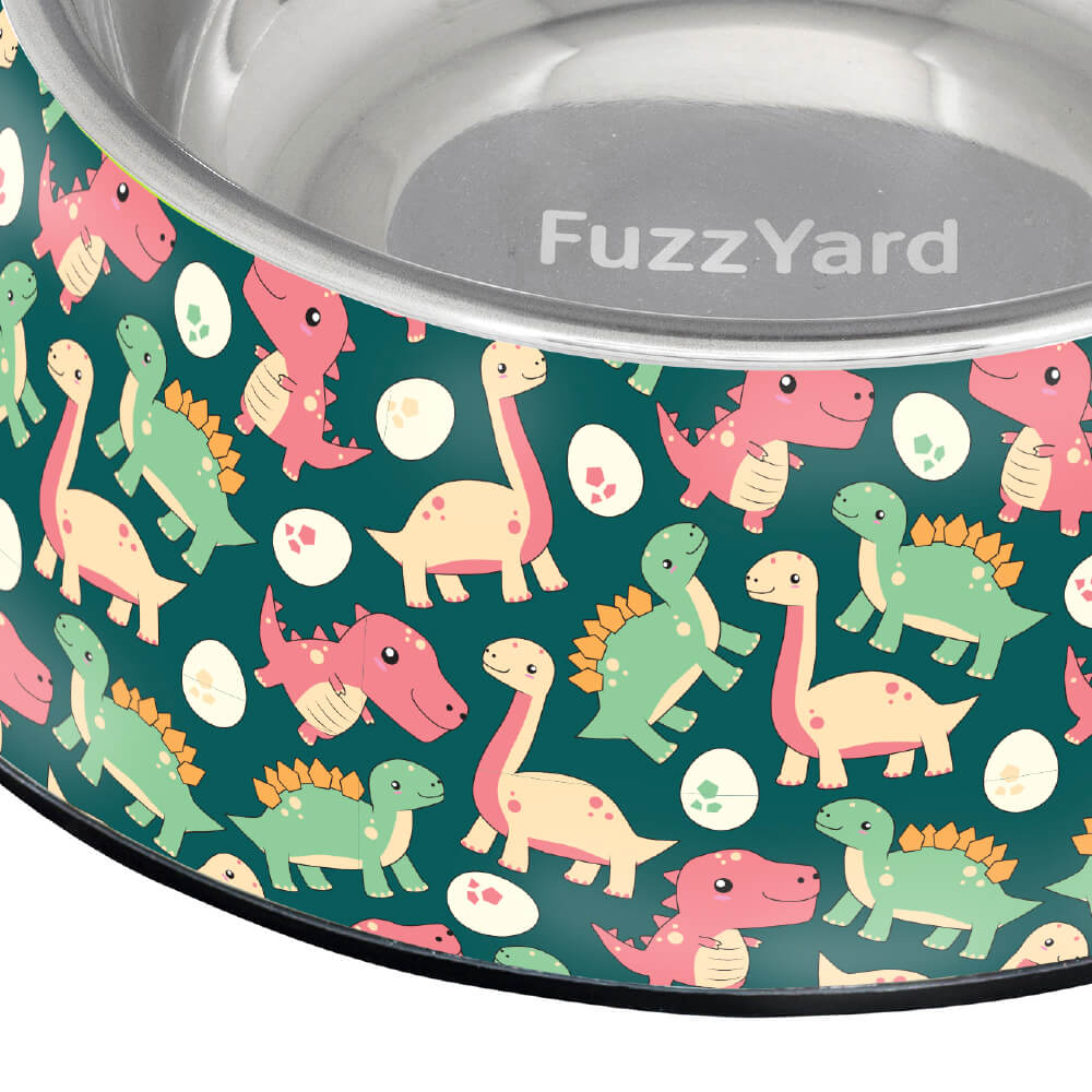 FuzzYard Dinosaur Land Easy Feeder Bowl