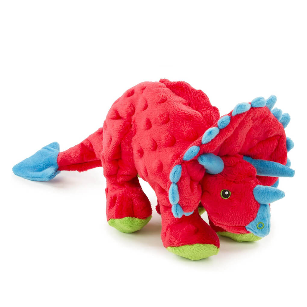 goDog Triceratops Tough Plush Dog Toy | Red - Vanillapup Online Pet Store