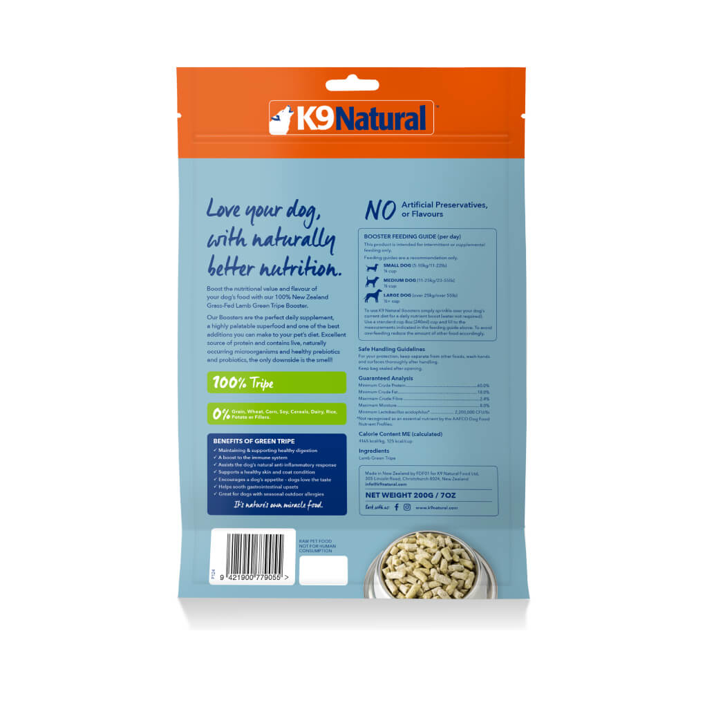 K9 Natural Freeze-dried Lamb Green Tripe Booster [Buy 2 @ 30% Off] - Vanillapup Online Pet Store