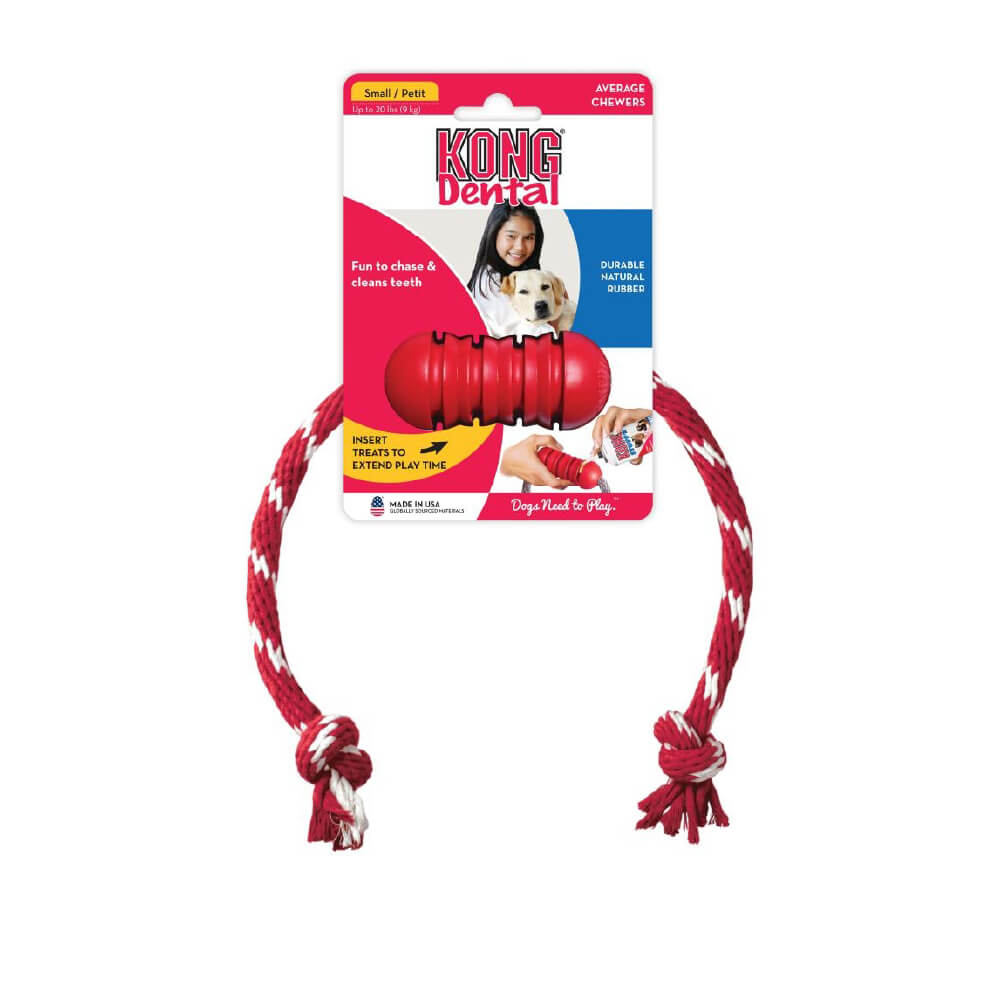 KONG Dental Rubber Toy with Rope - Vanillapup Online Pet Store