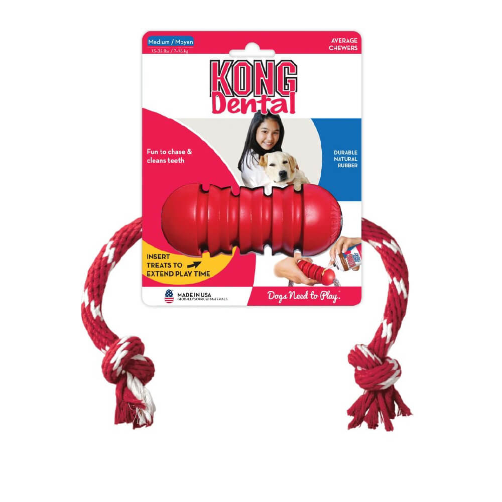 KONG Dental Rubber Toy with Rope - Vanillapup Online Pet Store