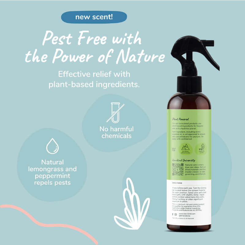 kin+kind Flea & Tick Repellent Spray | Lemongrass - Vanillapup Online Pet Store