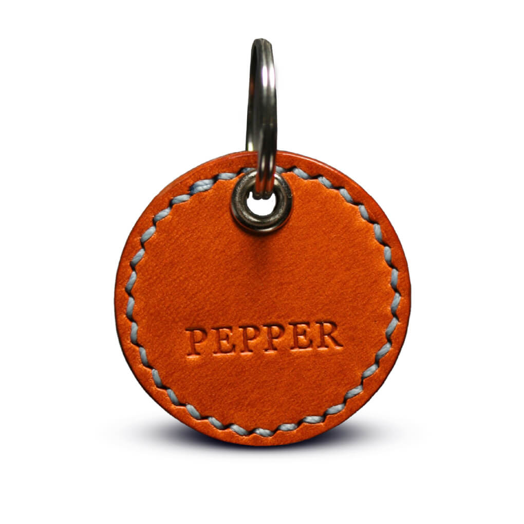 LéPaw Orange Leather Pet Tag - Vanillapup Online Pet Store