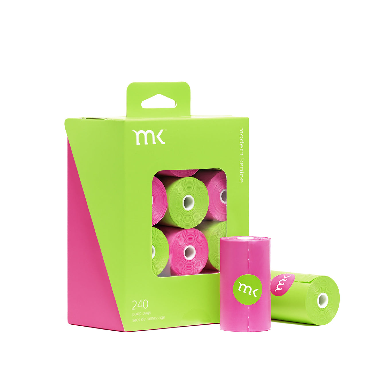 Modern Kanine® 240-Count Poop Bags | Green & Pink - Vanillapup Online Pet Store