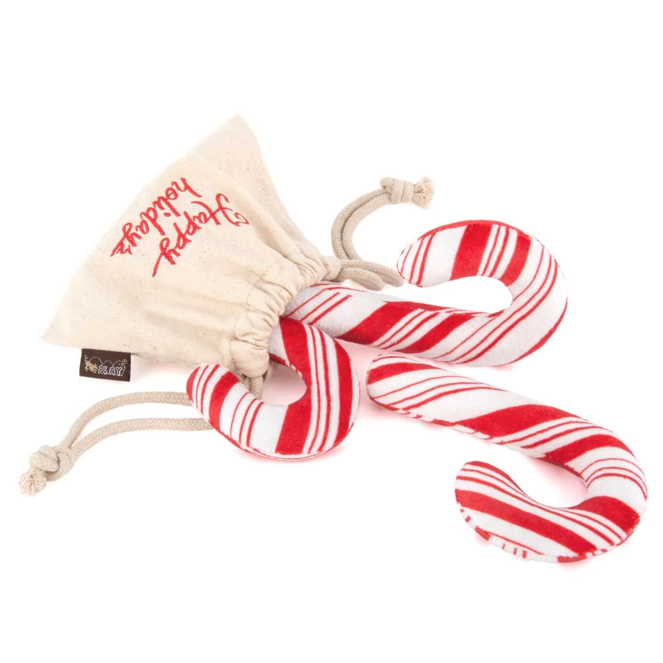 PLAY Holiday Classic Candy Canes Plush Toy - Vanillapup Online Pet Store