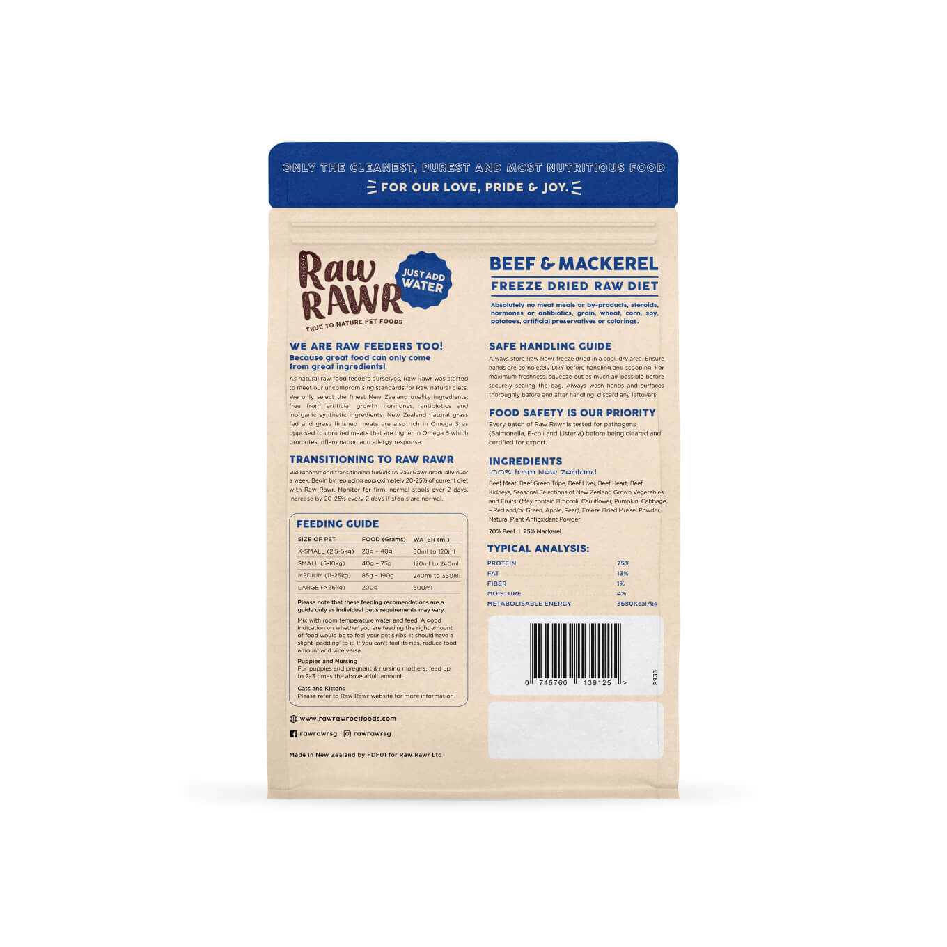 Raw Rawr Freeze-dried Raw Diet | Beef & Mackerel [Up to 20% off] - Vanillapup Online Pet Store