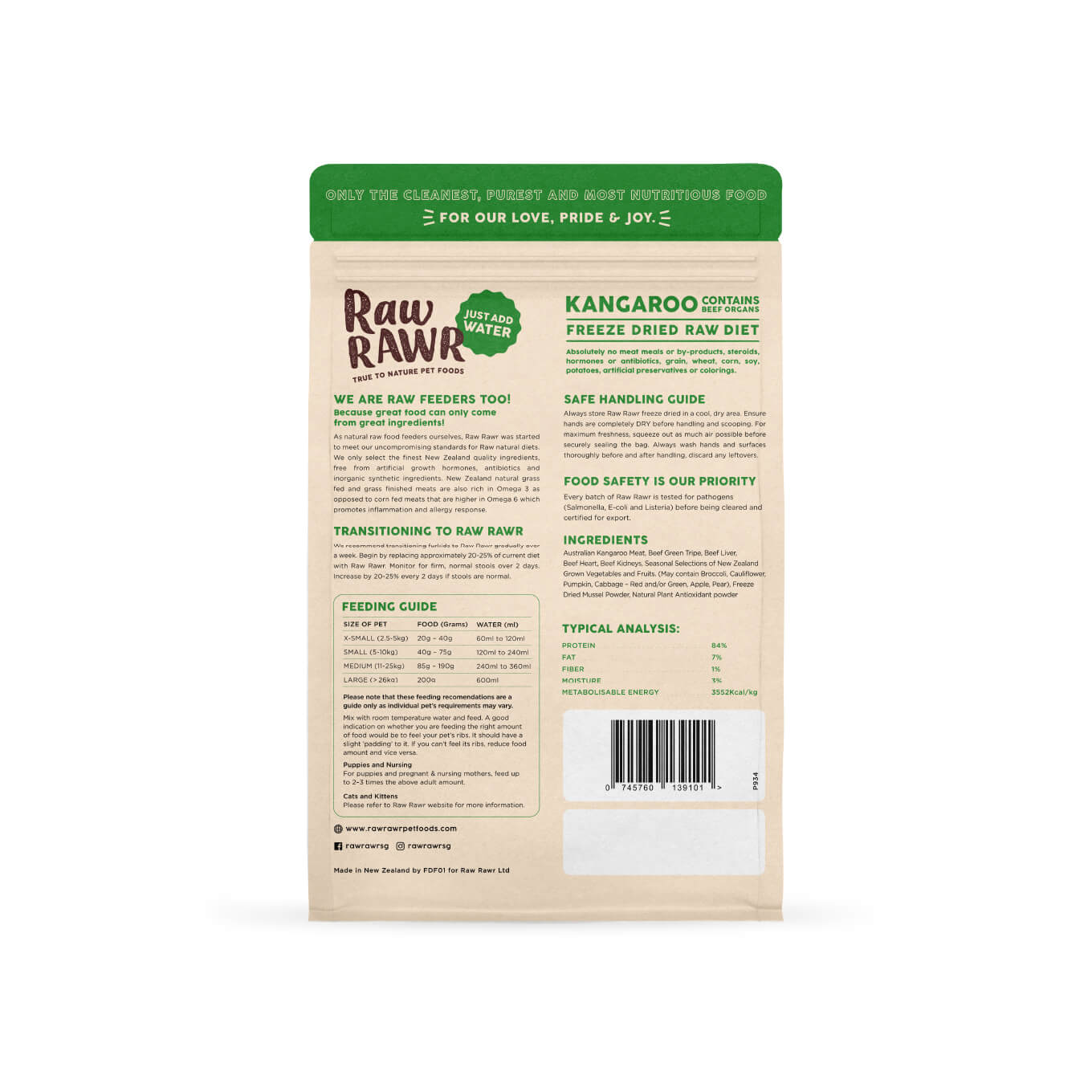 Raw Rawr Freeze-dried Raw Diet | Kangaroo & Beef - Vanillapup Online Pet Store