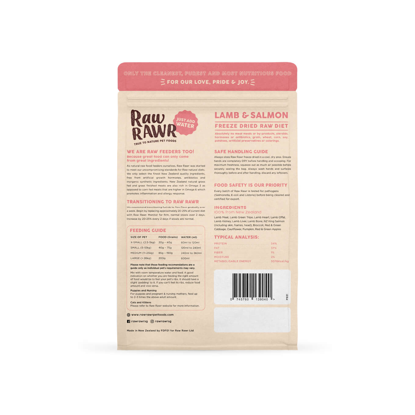 Raw Rawr Freeze-dried Raw Diet | Lamb & Salmon [Up to 20% off] - Vanillapup Online Pet Store