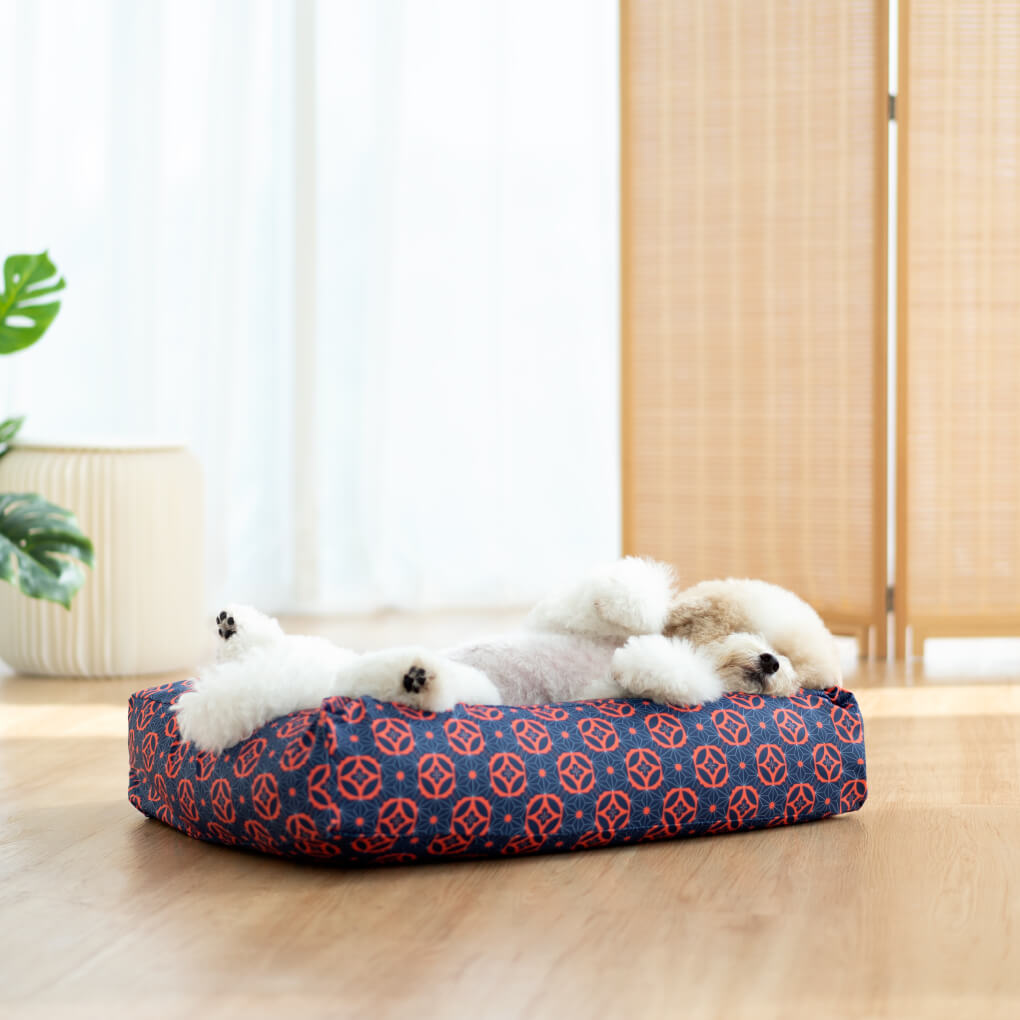 Ohpopdog Microbeads Pet Bed | Heritage Baba Navy 150 - Vanillapup Online Pet Store