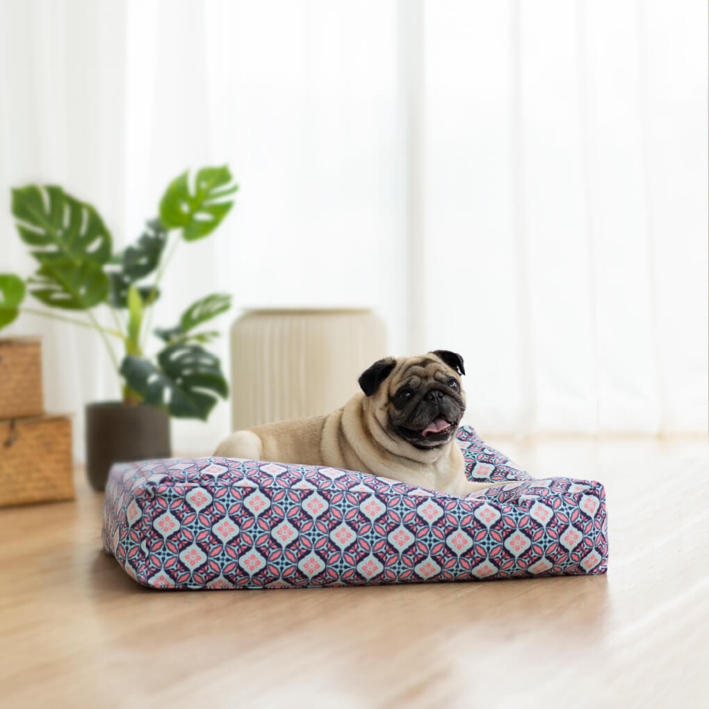Ohpopdog Microbeads Pet Bed | Heritage Bunga Peach 6 - Vanillapup Online Pet Store