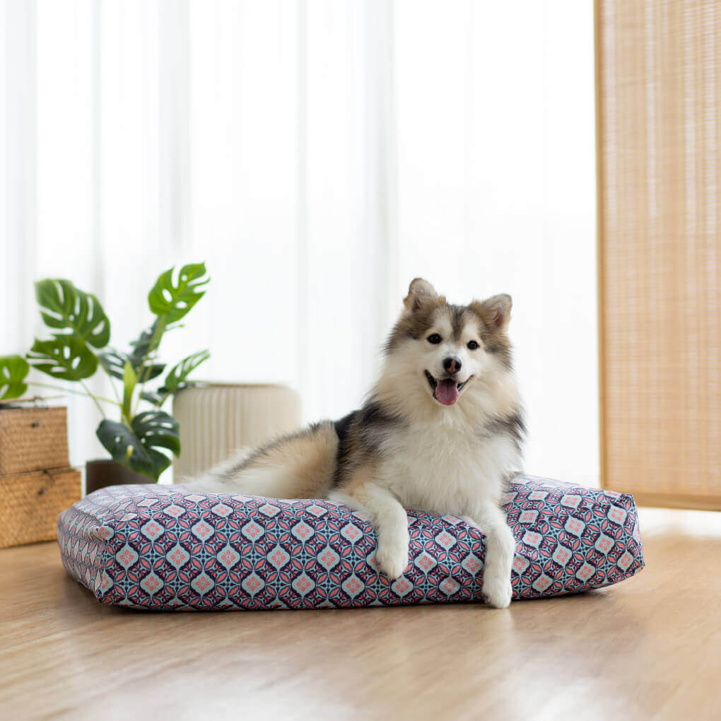 Ohpopdog Microbeads Pet Bed | Heritage Bunga Peach 6 - Vanillapup Online Pet Store