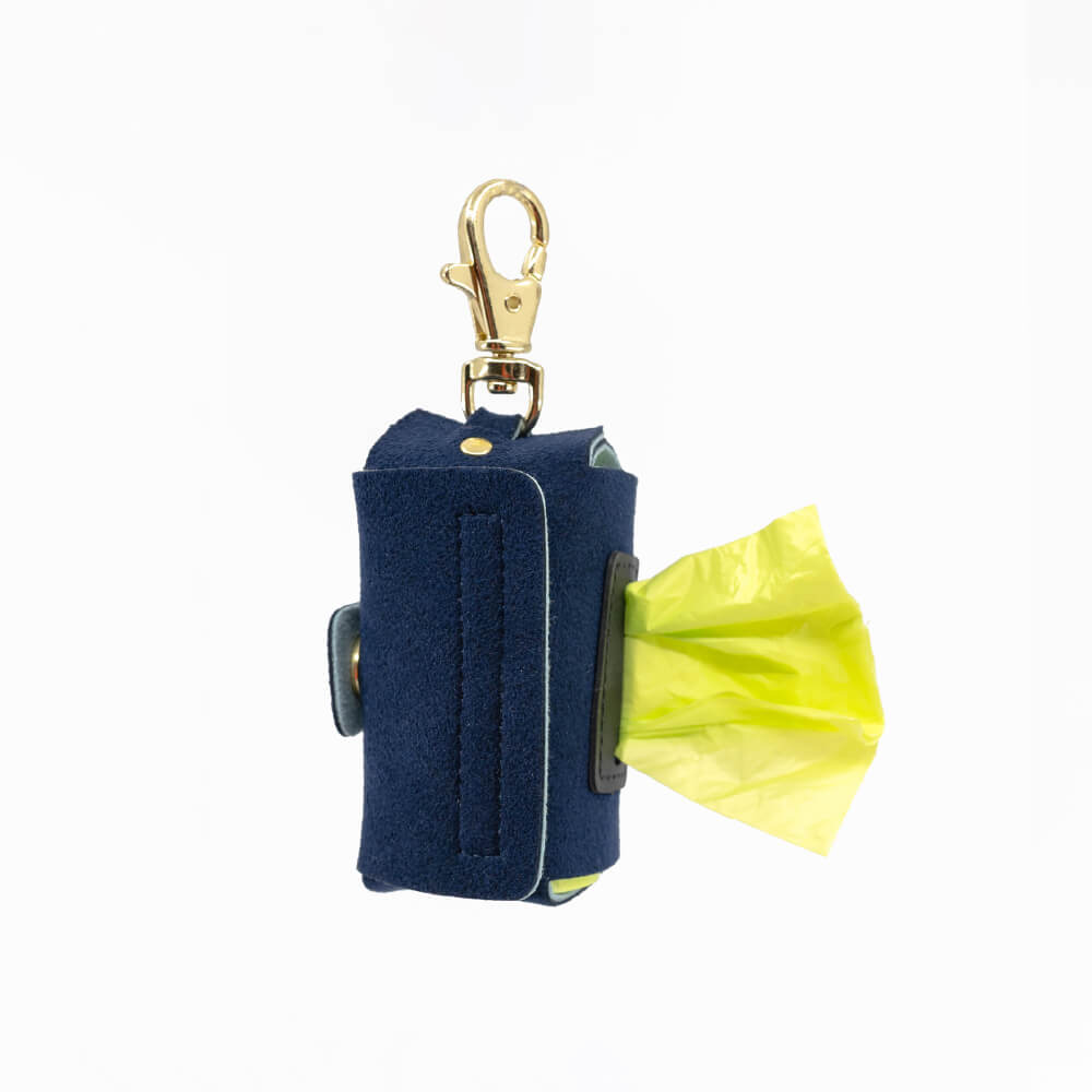 the furryfolks Suede Poop Bag Holder | Royal Navy